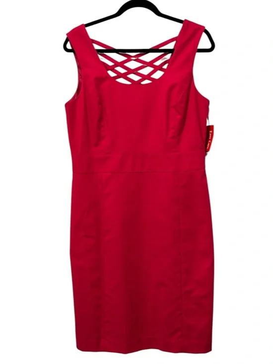 NWOT Rafaella Red Lattice Neckline Sheath Dress - Picture 3 of 6